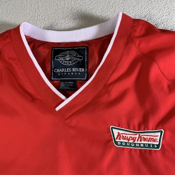 Charles River Apparel Other - Vintage Krispy Kreme Jacket Mens XL Red V Neck Windbreaker Charles River Apparel